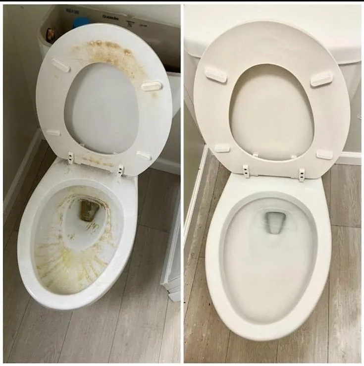 Toilet before and after a detailed cleaning